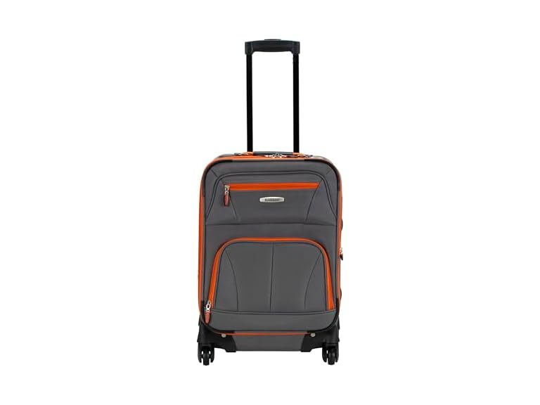 Rockland Pasadena Expandable Spinner Carry-on 19", Charcoal