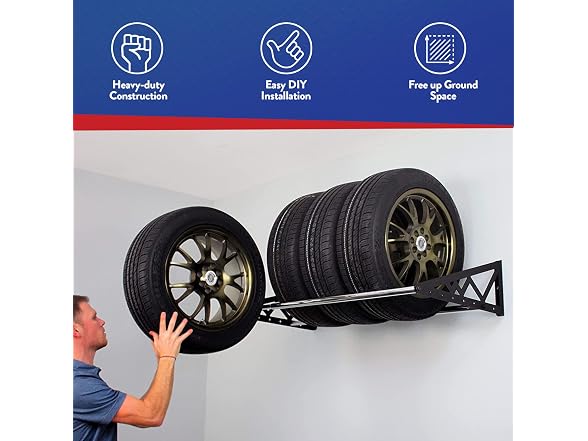 SafeRacks Adjustable Steel Wall Mount Tire Rack