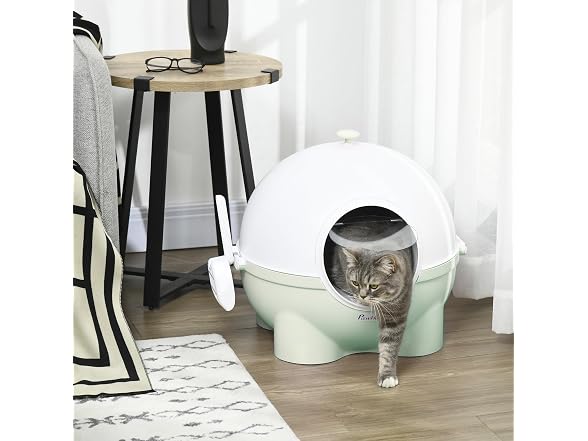 PawHut Hooded Cat Litter Box, Large Kitty Lit