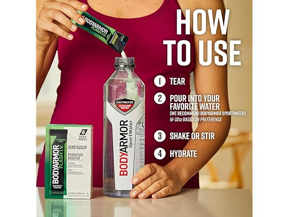 6CT BODYARMOR Flash IV Electrolyte Packets, Cucumber