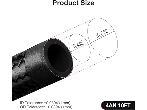 VehiMata 4AN Fuel Line Hose 10ft Black