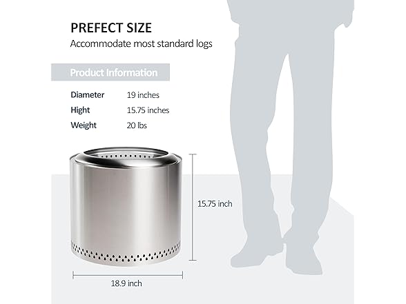 Red Mountain Valley 19'' Portable Wood Burning Smokeless Fire Pit, Silver