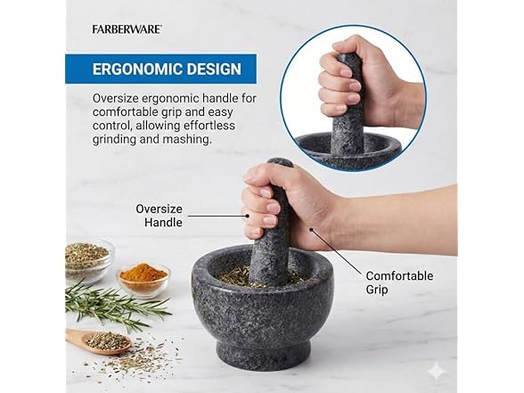 Farberware Small Granite Mortar and Pestle Set 