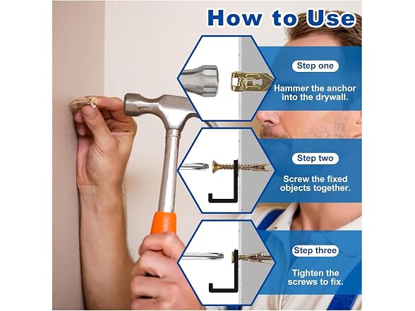 BARRINS CON-36 60 Pcs Self-Drilling Drywall Anchors