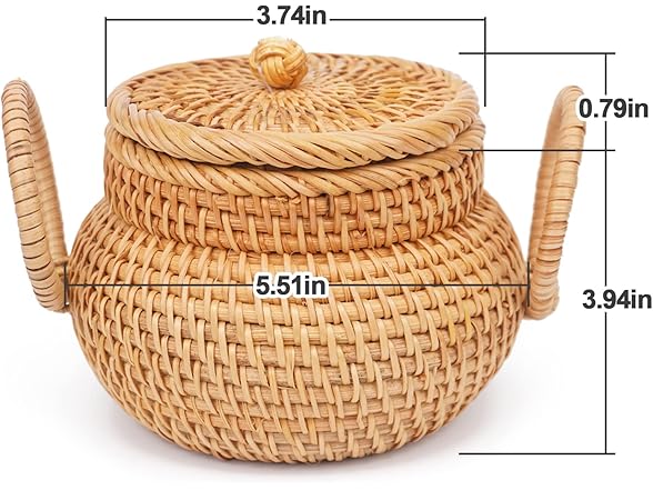 Rattan Basket Organizer with Lid