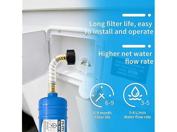 Camper/RV Water Filter with Flexible Hose Protector