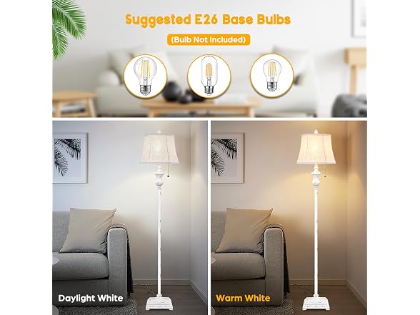 Rustic Vintage White Floor Lamp 64inch