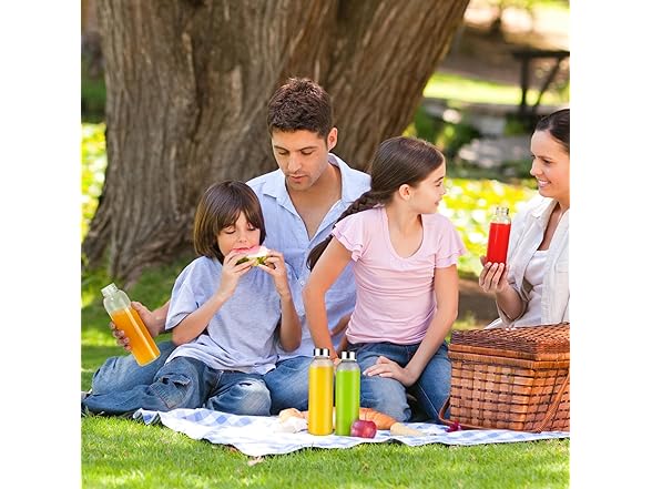 Zukro 18oz Glass Juice Bottles, 6 Pack