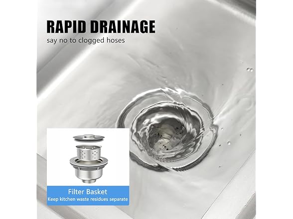 MODCART 39 inch Stainless Steel Utility Sink
