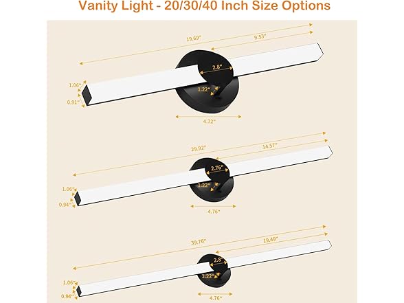 30" Rotatable LED Bathroom Light