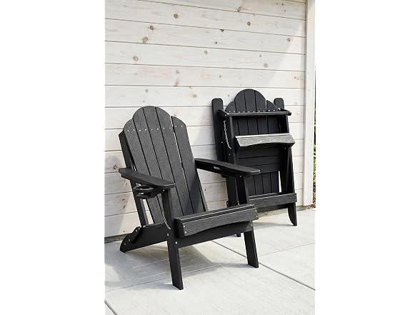 LUE BONA Set of 2 Black Adirondack Chairs