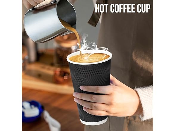 (100 Pack) 16 oz Coffee Cups with Lids
