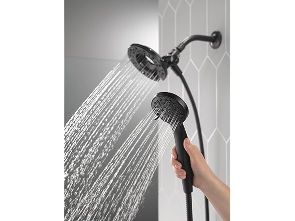 Delta 5-Setting Matte Black Shower Head, 6" Round