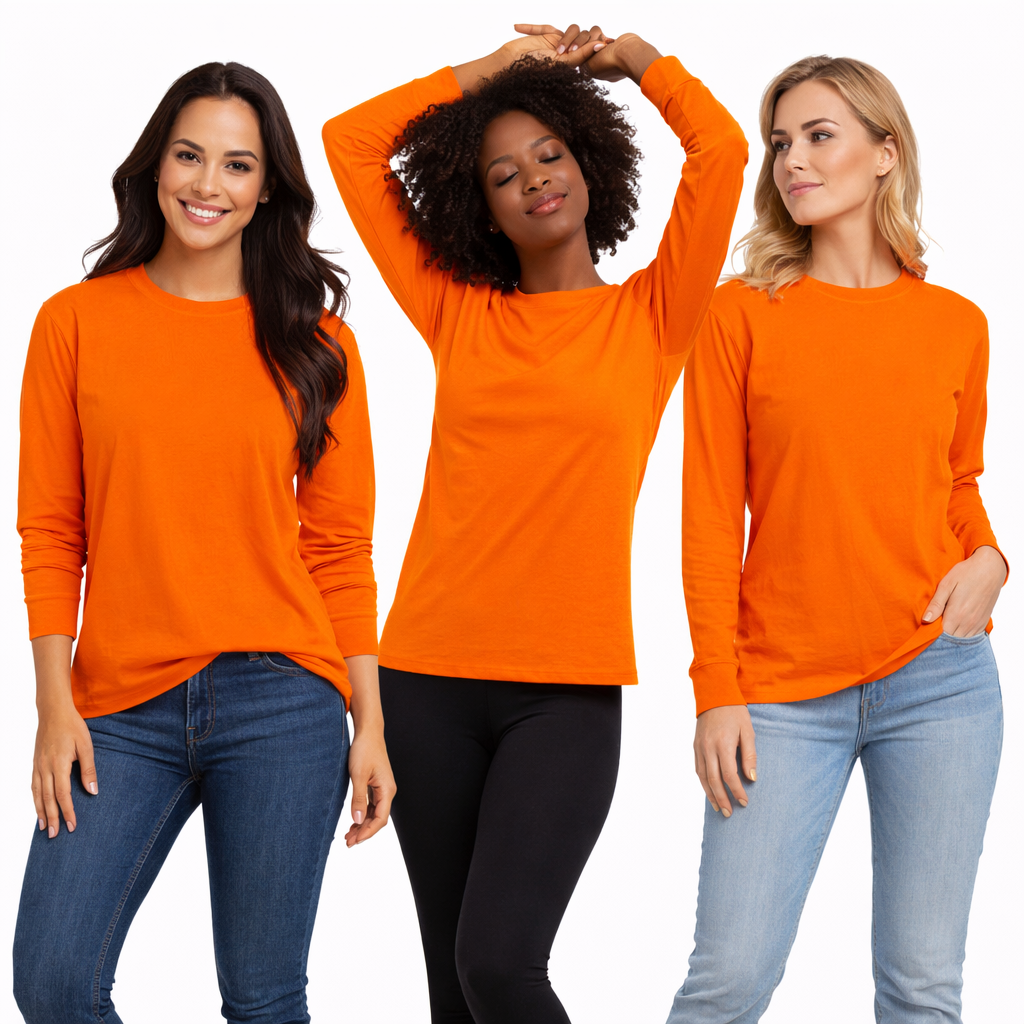 6Pk Womens Safety Orange L/S Shirts - Gallery 6