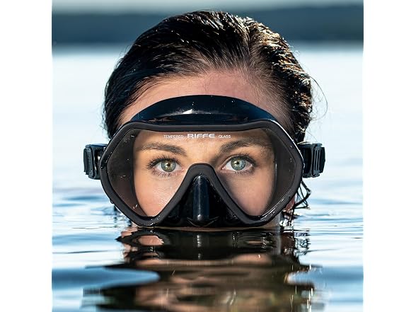Riffe Black Frameless Diving Mask - Panoramic -
