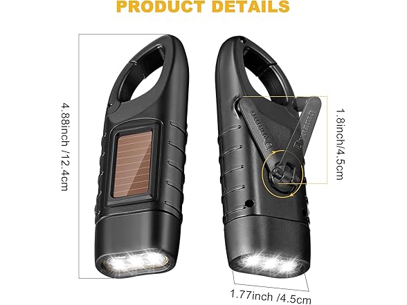 Mudder 4 Pack Hand Crank Flashlights