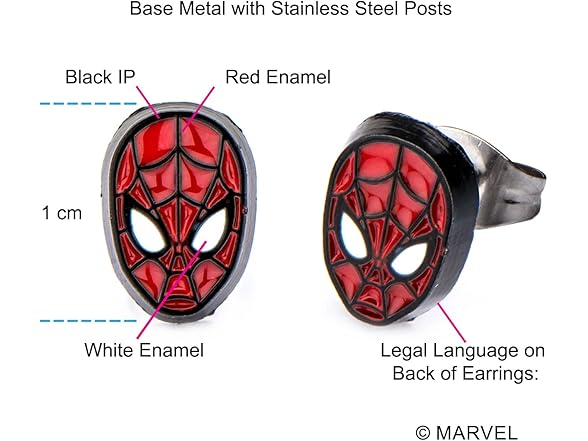 Marvel Girls Spider Man Face Stud Earrings
