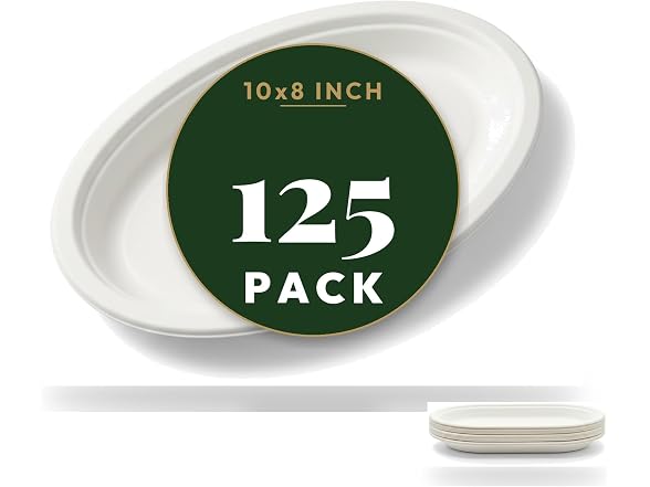 TLAPS 10x8 in White Bagasse Sugarcane Plates 125