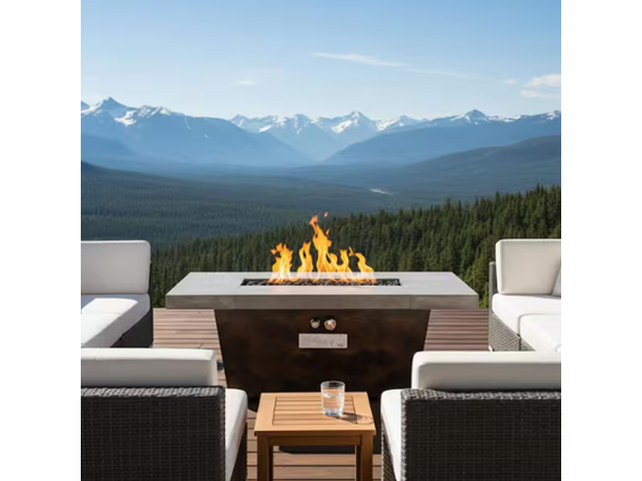 42" Rect Metal Propane Fire Table + Lid