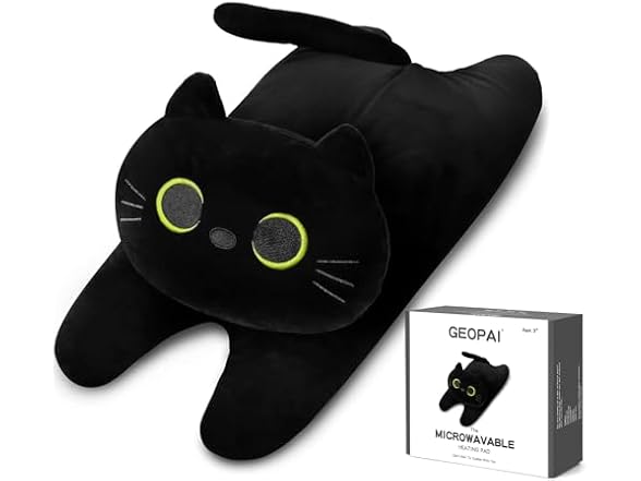 GEOPAI Microwave Heating Pad Large Black Cat