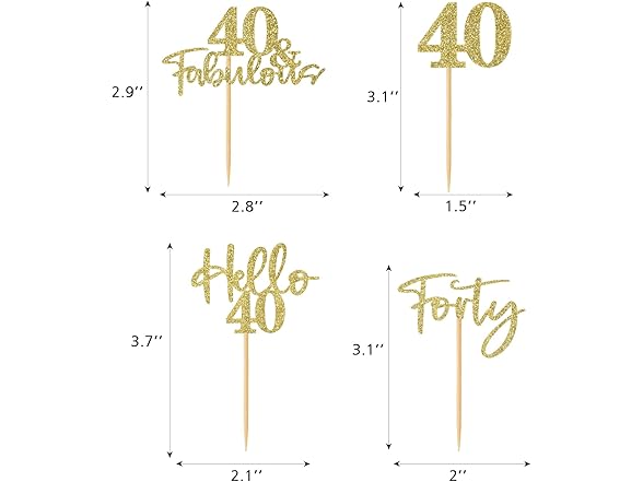 Hengmerry 48Pcs 40th Birthday Cupcake 