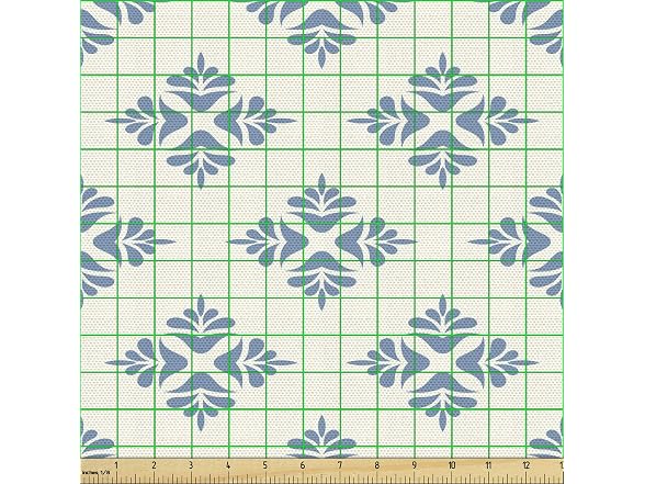 Ambesonne Geometric Fabric by The Yard, Abstract Leaves