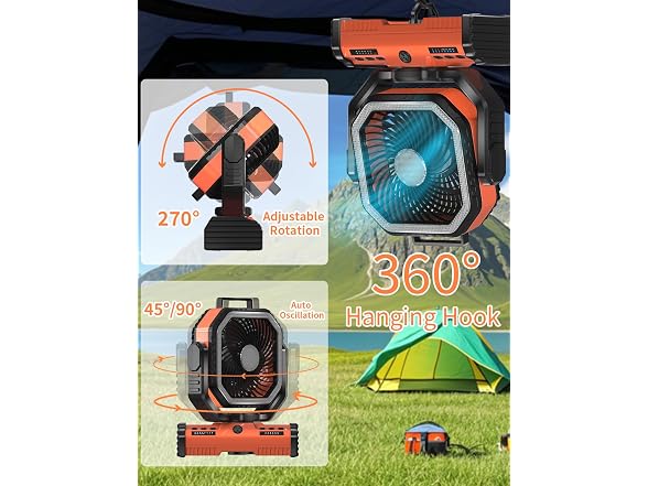 EEIFO 12in 40000mAh Camping Fan 4-Speed