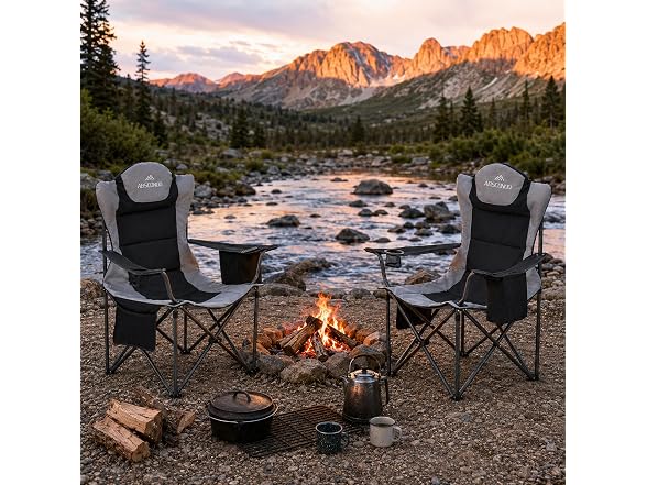 ABSCONDO 2 Pack Grey/Black Camping Chairs