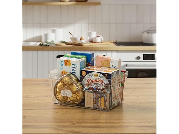 Basicwise Set of 3 Small Clear Storage Containers with Lid