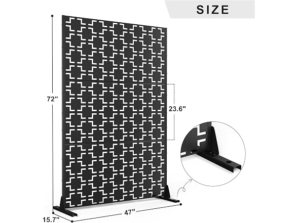 Metal Privacy Screen Outdoor 72 H 47 W