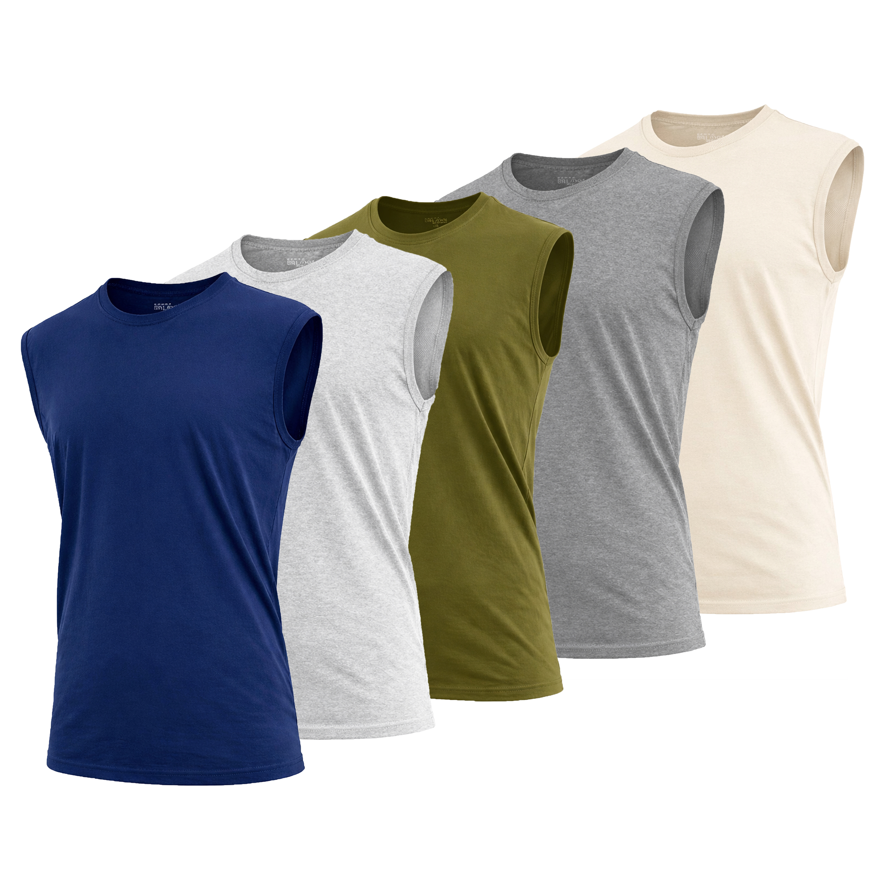 5Pk Mens 100% Cotton Muscle Tee - Gallery 11