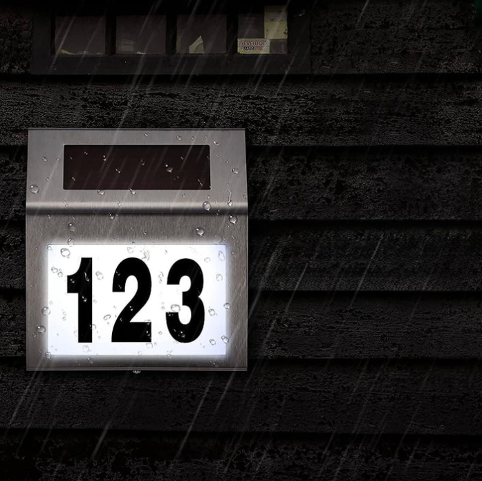 Solar LED Address Sign, Stainless Steel - Gallery 13