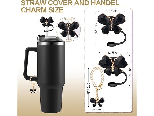 Bling Butterfly Silicone Straw Cover