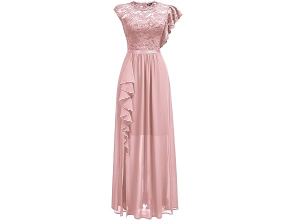 Miusol Women (L) Formal Lace Ruffle Style Dress