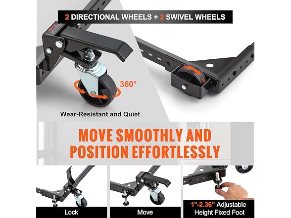 Mobile Base, 700 lbs Weight Capacity, Adjustable