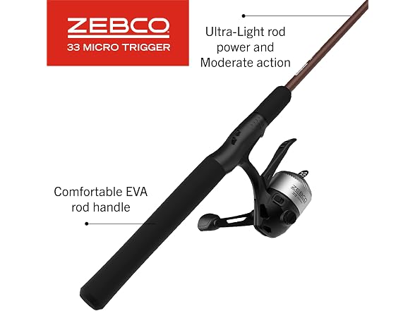 Zebco 33 Micro Trigger Spincast Reel and Fishing Rod Combo