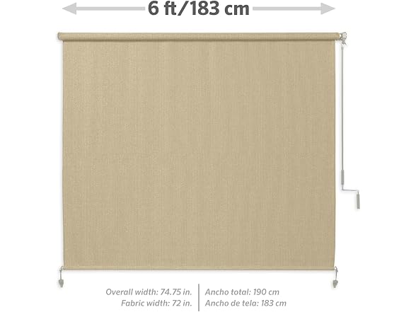 Coolaroo Outdoor Roller Shade with Wand - 80% UV - Gallery 5