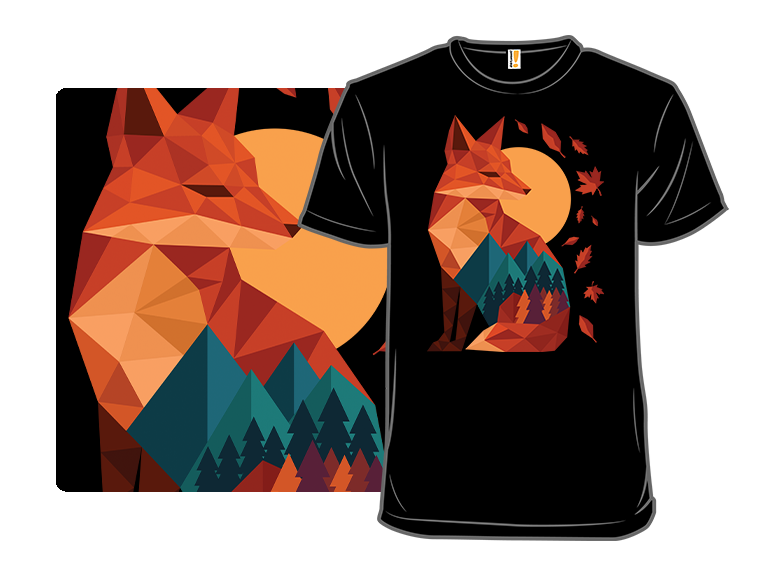 Geometric Fox Under Autumn Moon