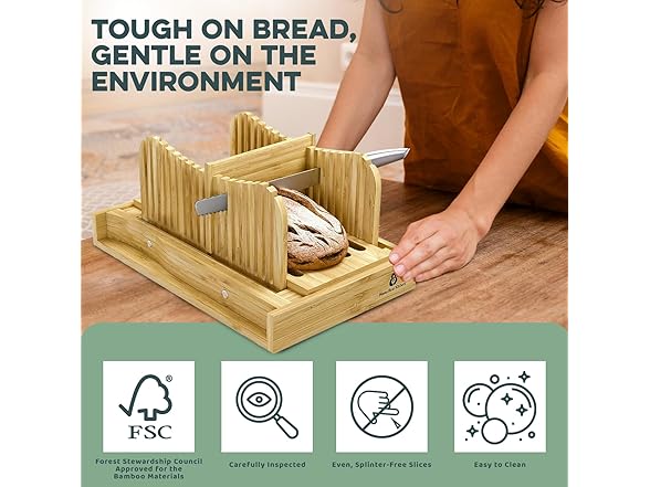 Bamboo Bread Slicing Guide with Knife