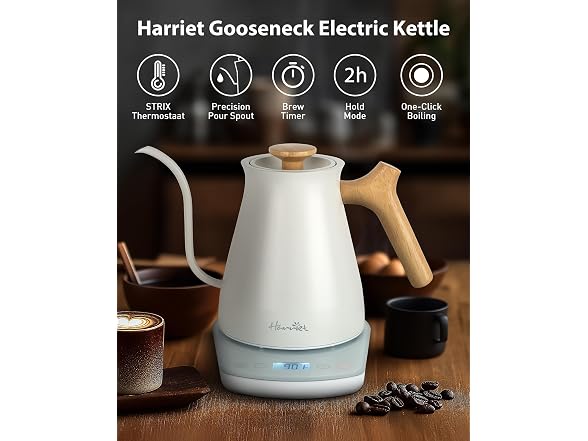 Harriet White Gooseneck Electric Kettle