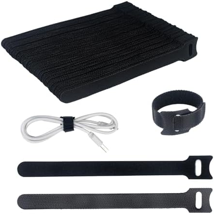 SUTOUG 60PCS 6 Inch Reusable Cable Ties Black, Adjustable Cable Straps, Cable Tie Management, Cable Tidy for Desktop Charging Cables, Home and Office