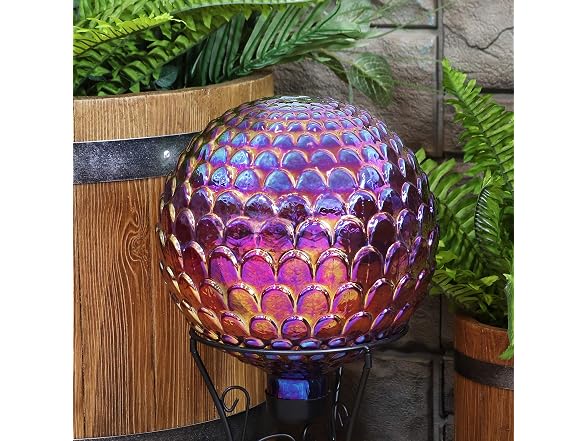 Sunnydaze 10" Red Scalloped Gazing Ball
