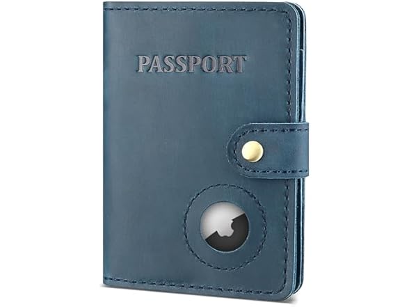 Enwaen Grain Leather Passport Holder AirTag