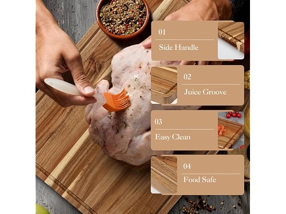 Takywep Acacia Wood Cutting Board, 24x18