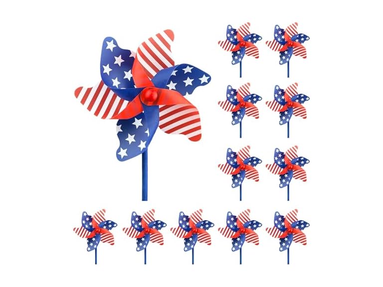 12 Pack Patriotic Pinwheels
