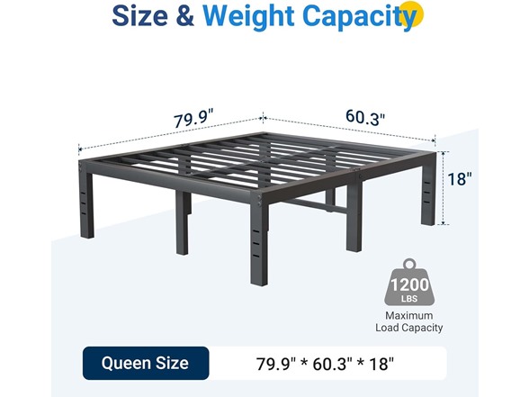 Avenco Metal 18" Platform Bed Frame