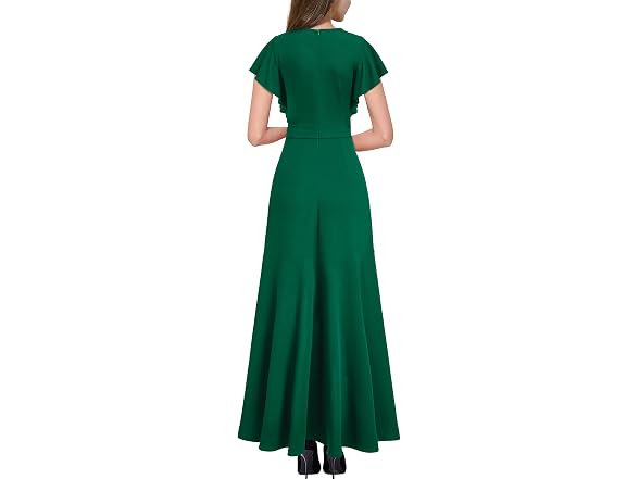 Miusol Women (S) Formal V Neck Dress Dark Green