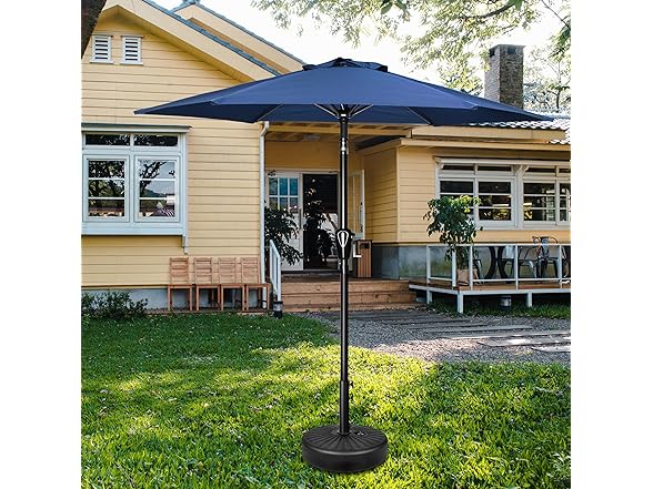 HealSmart 7.5ft Patio Umbrella with Push Button Tilt/Crank Blue