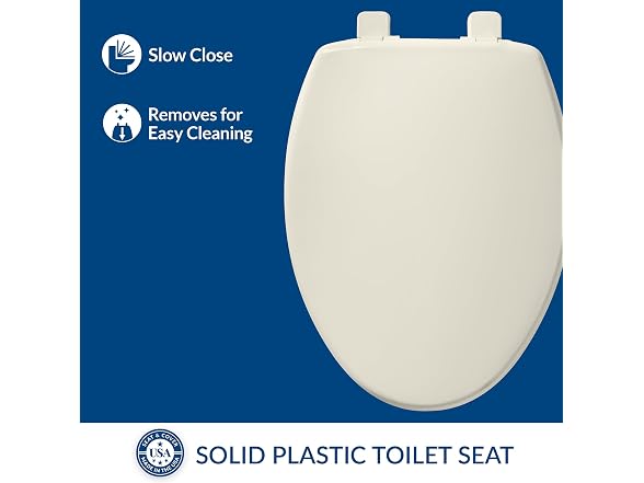 Bemis 7300SLEC Slow Close Toilet Seat, Easy Clean 