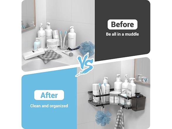 AKTECKE Corner Shower Caddy, 2 Pack Adhesive